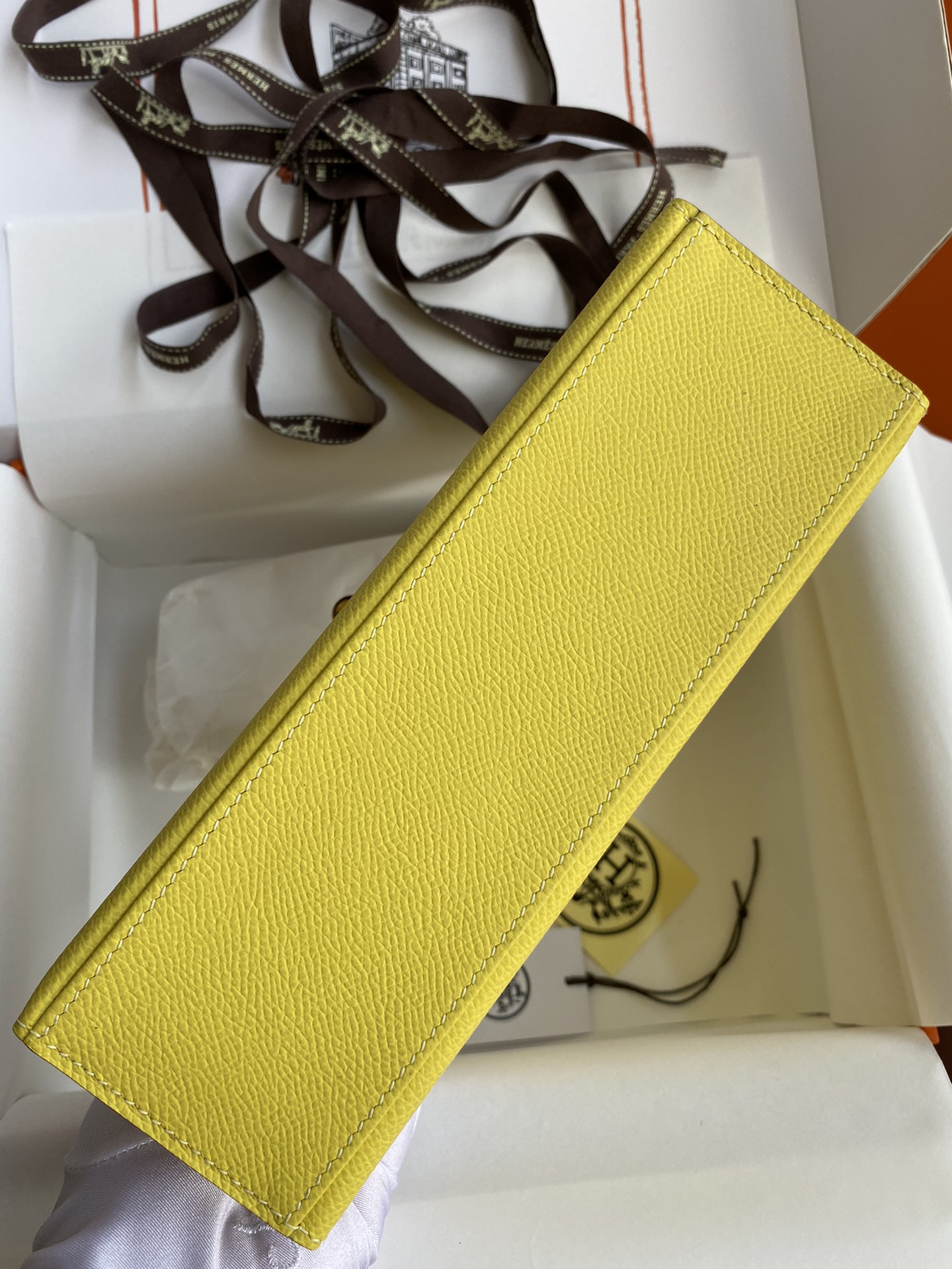 Hermes Mini Kelly Pochette 22cm Bag In Lemon Yellow Epsom Leather